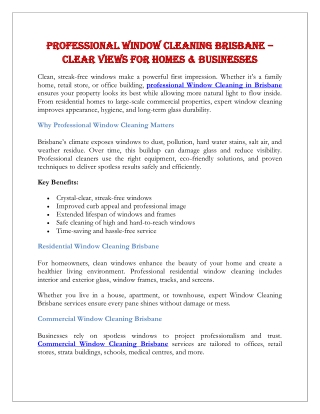 Professional Window Cleaning Brisbane – Clear Views for Homes & Businesses