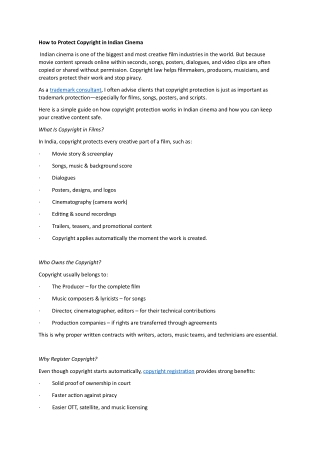 How to Protect Copyright in Indian Cinema