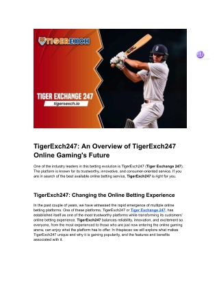 Tiger Exchange 247: Have your cricket fix at Tiger Exchange 247