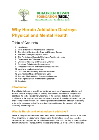 Why Heroin Addiction Destroys Physical and Mental Health