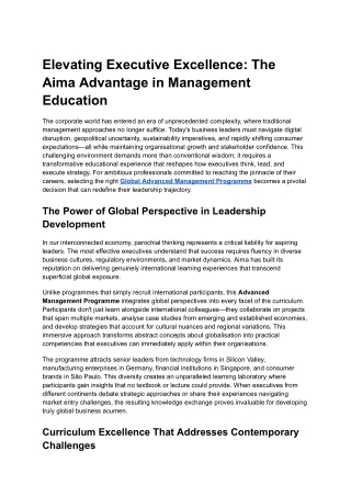 Elevating Executive Excellence_ The Aima Advantage in Management Education