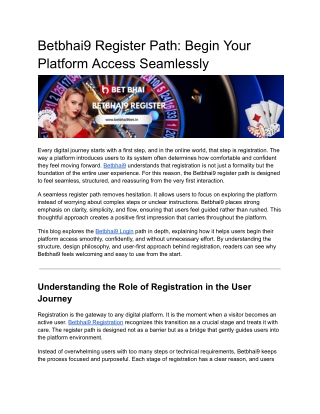 Betbhai9 Register Path: Begin Your Platform Access Seamlessly