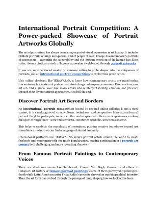International Portrait Competition_ A Power-packed Showcase of Portrait Artworks Globally