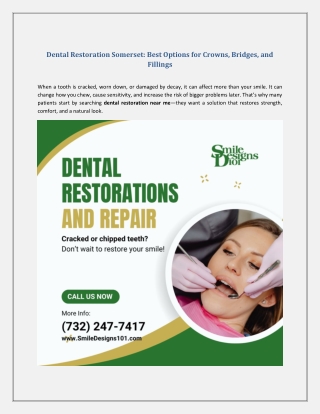 Dental Restoration Somerset Best Options for Crowns, Bridges, and Fillings