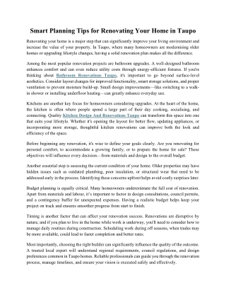 Smart Planning Tips for Renovating Your Home in Taupo