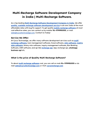 Multi-Recharge Software Development Company in India _ Multi-Recharge Software.