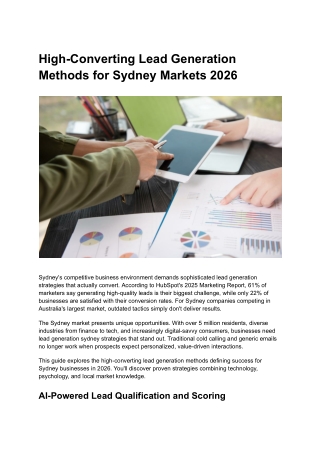 High-Converting Lead Generation Methods Sydney Markets 2026