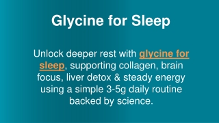Glycine for Sleep
