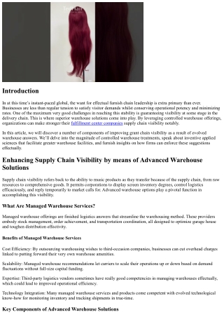 Boosting Logistics Transparency with the aid of Cutting-edge Warehouse Strategie