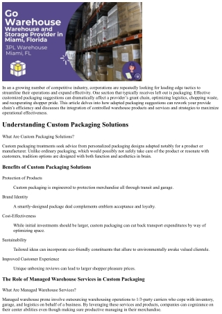 Custom Packaging Solutions: Boosting Your Logistics Efficiency
