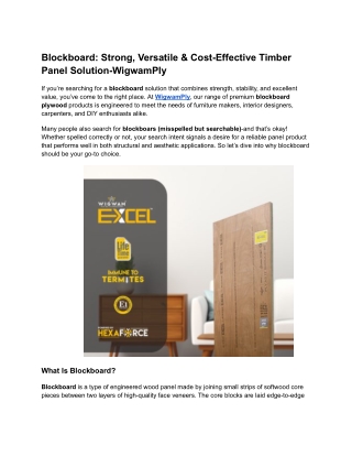 Blockboard_ Strong, Versatile & Cost-Effective Timber Panel Solution