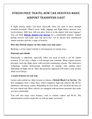 Stress-Free Travel How Car Services Make Airport Transfers Easy