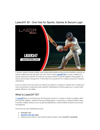 Laser247 ID - One Hub for Sports, Games & Secure Login