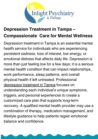 Depression Treatment in Tampa