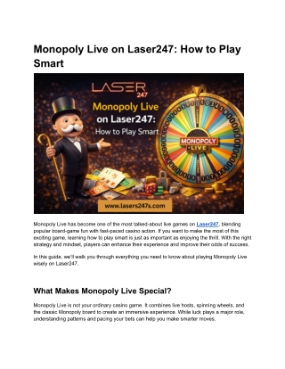 Monopoly Live on Laser247 How to Play Smart