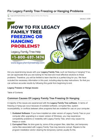 Fix Legacy Family Tree Freezing or Hanging Problems