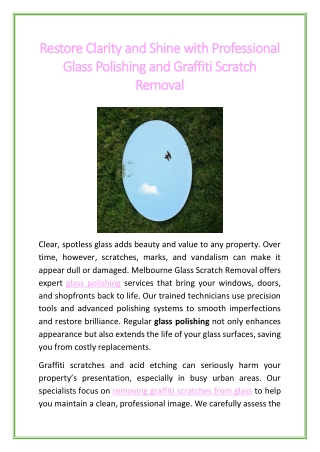 Restore Clarity and Shine with Professional Glass Polishing and Graffiti Scratch Removal