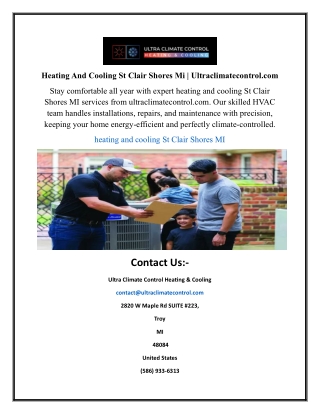 Heating And Cooling St Clair Shores Mi | Ultraclimatecontrol.com