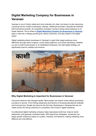 Digital Marketing Company for Businesses in Varanasi