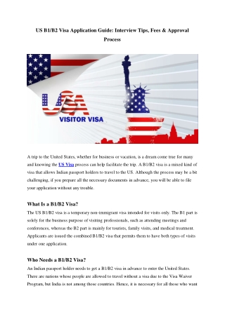 US B1/B2 Visa Application Guide: Interview Tips, Fees & Approval Process