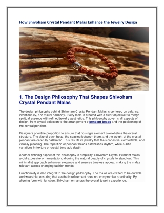 How Shivoham Crystal Pendant Malas Enhance the Jewelry Design