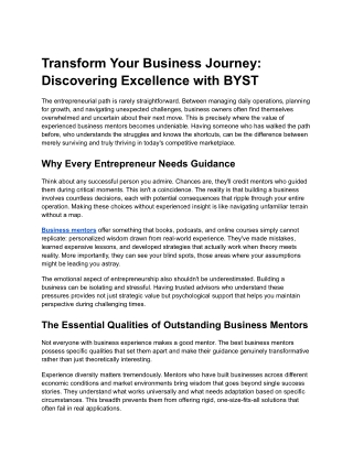 Transform Your Business Journey_ Discovering Excellence with BYST