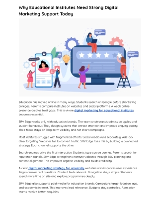 Why Educational Institutes Need Strong Digital Marketing Support Today