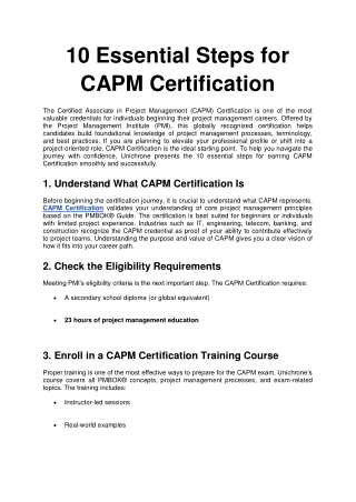 10 Essential Steps for CAPM Certification