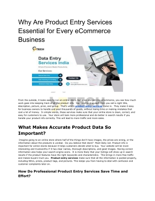 Why Are Product Entry Services Essential for Every eCommerce Business