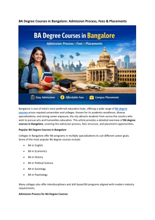 BA Degree Courses in Bangalore..