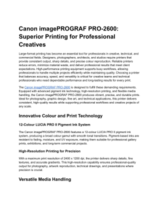 Canon imagePROGRAF PRO-2600