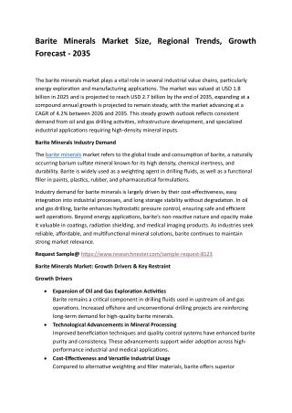 Barite Minerals Market