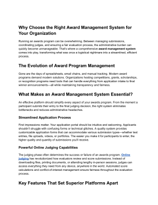 Why Choose the Right Award Management System for Your Organization
