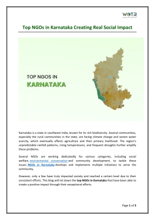 Top NGOs in Karnataka Creating Real Social Impact
