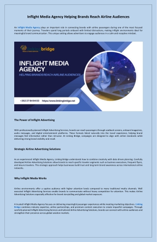 Inflight Media Agency Helping Brands Reach Airline Audiences