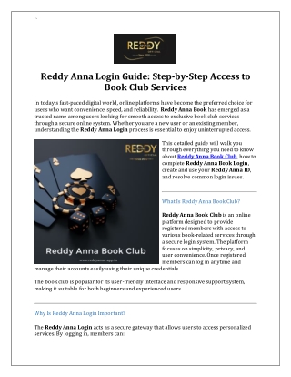 Reddy Anna Login Guide- Step-by-Step Access to Book Club Services