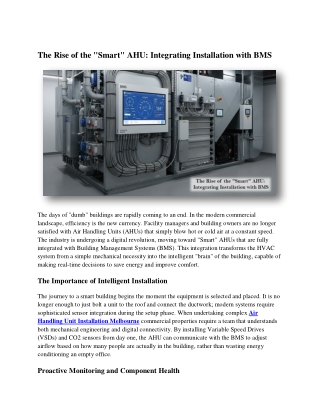 The Rise of the _Smart_ AHU_ Integrating Installation with BMS