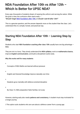 NDA Foundation After 10th vs After 12th – Which Is Better for UPSC NDA