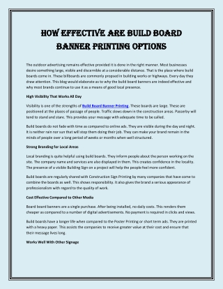 How Effective Are Build Board Banner Printing Options
