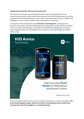 Leading Facial Recognition - HID Amico for Kuwait & GCC