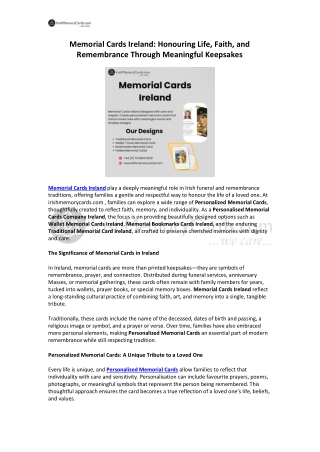 Memorial Cards Ireland