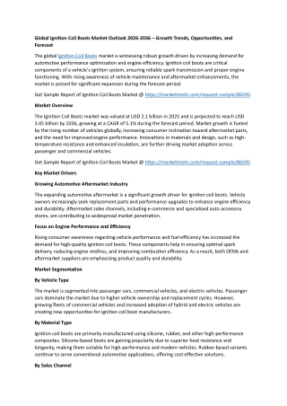 Global Ignition Coil Boots Market Outlook 2026-2036 – Growth Trends, Opportuniti