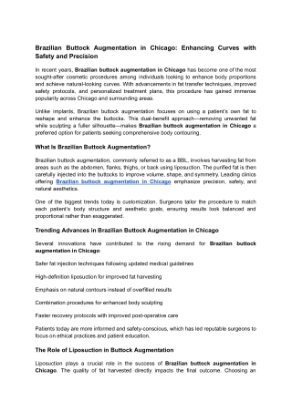 Brazilian Buttock Augmentation in Chicago_ Enhancing Curves with Safety and Precision