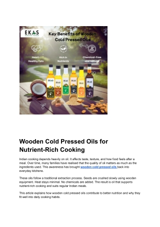 Wooden Cold Pressed Oils for Nutrient-Rich Cooking