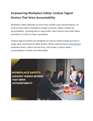 Empowering Workplace Safety Lockout Tagout Devices That Drive Accountability