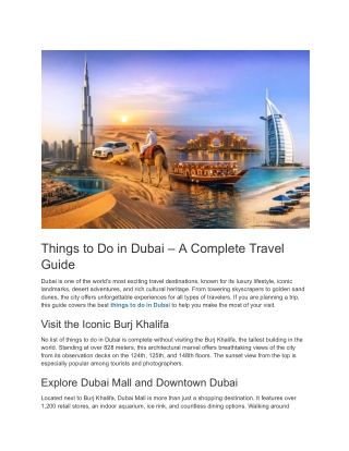 Things to Do in Dubai | Top Attractions & Tours – Yotripz