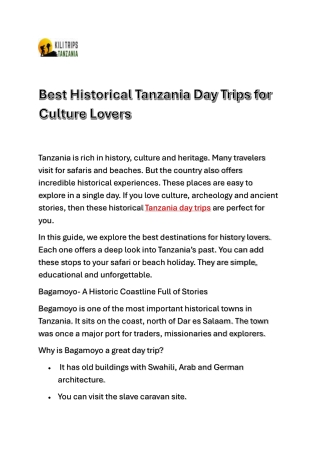Best Historical Tanzania Day Trips for Culture Lovers