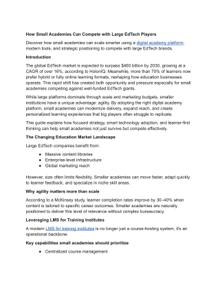 How Small Academies Can Compete with Large EdTech Players