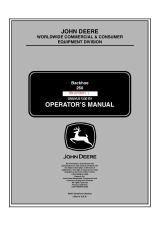 John Deere 260 Backhoe Operator’s Manual Instant Download (Pin010001-)(Publication No. omlvu21330)