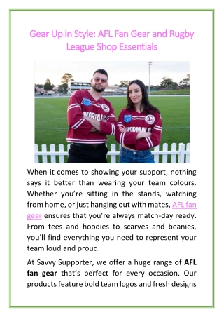 Gear Up in Style AFL Fan Gear and Rugby League Shop Essentials